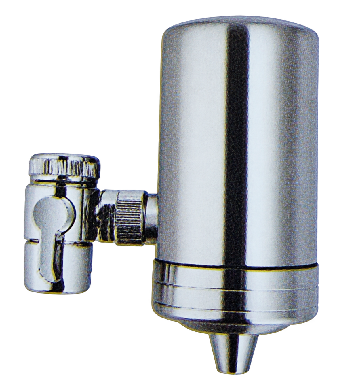 ClearDrop filter and diverter, with the tap connection at the top of the smaller diverter